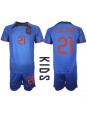 Nederländerna Frenkie de Jong #21 Replika Borta Kläder Barn VM 2022 Kortärmad (+ byxor)